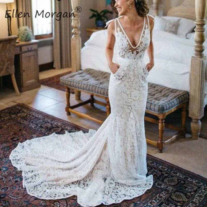 Lace Bohemia Mermaid Wedding Dress - TeresaCollections