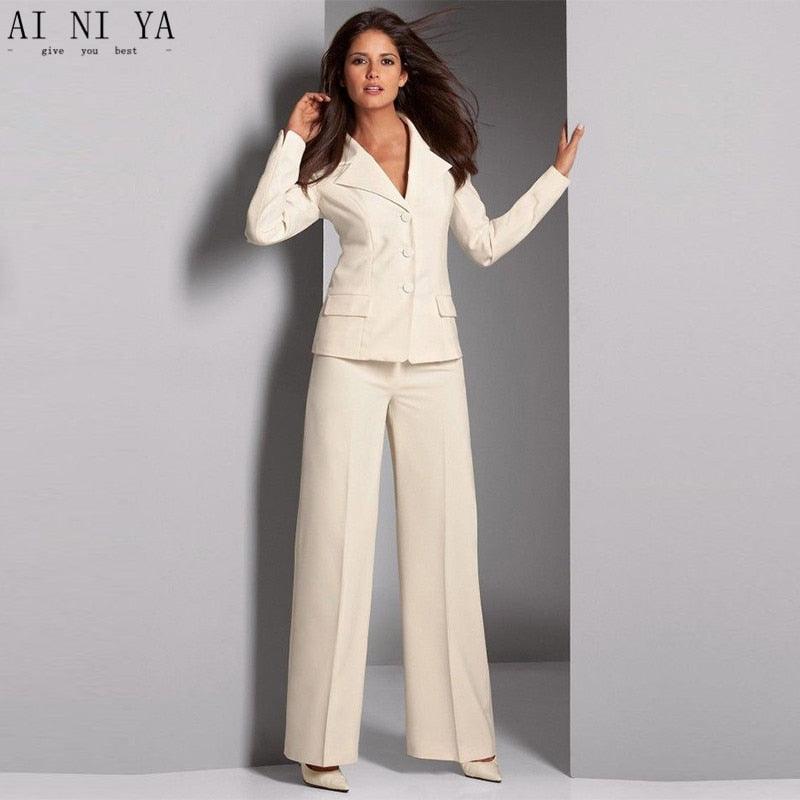 Ivory Elegant Two Piece Suits Three Buttons Suits - TeresaCollections