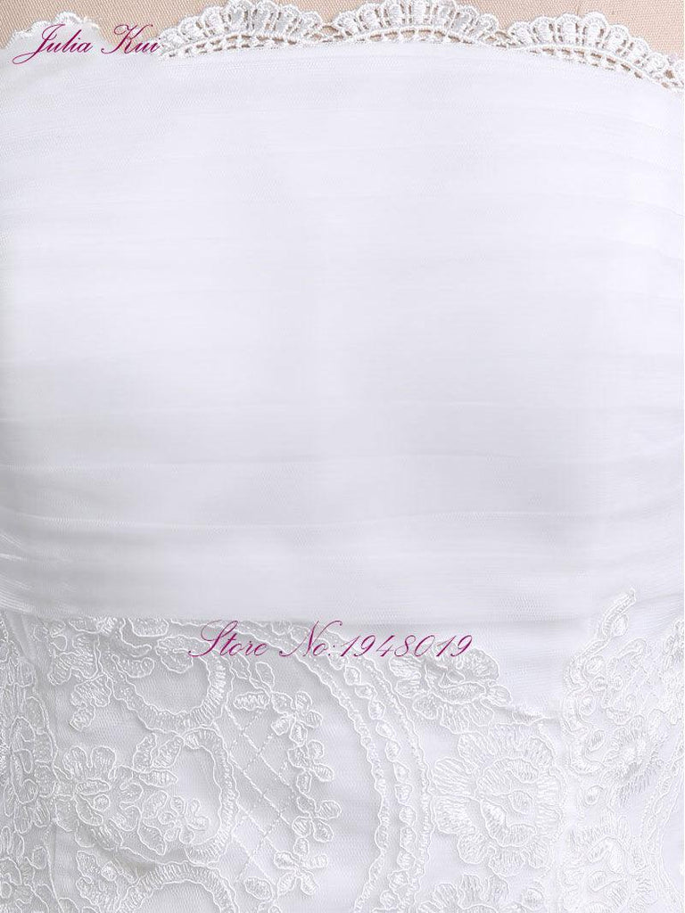 Strapless  Button Chapel Train Mermaid Wedding Dress - TeresaCollections