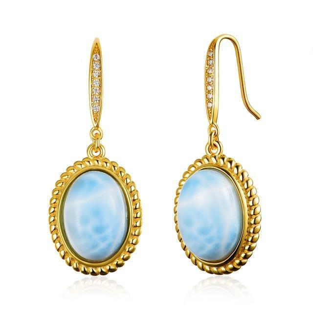 Larimar Natural Gemstone Earrings - TeresaCollections