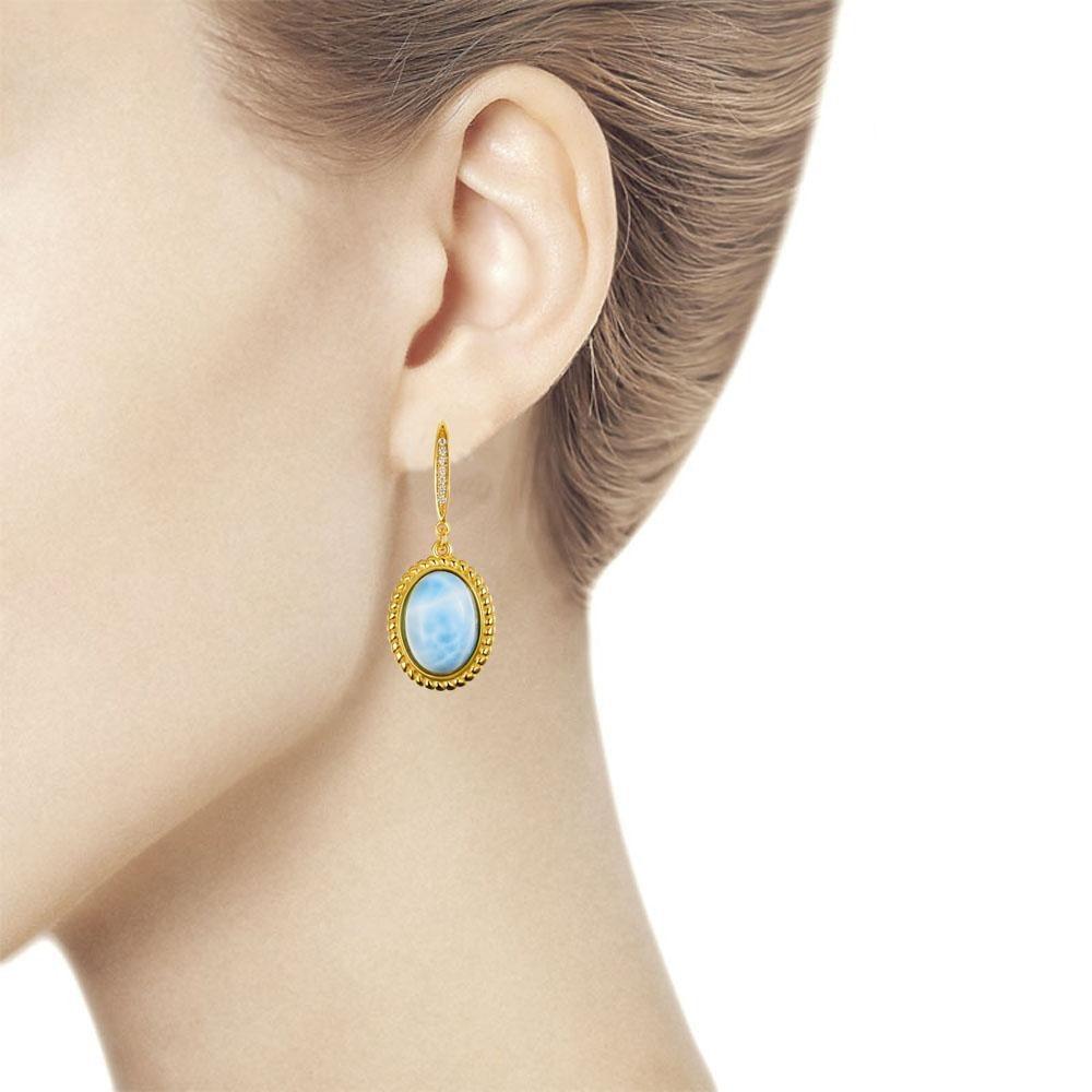 Larimar Natural Gemstone Earrings - TeresaCollections