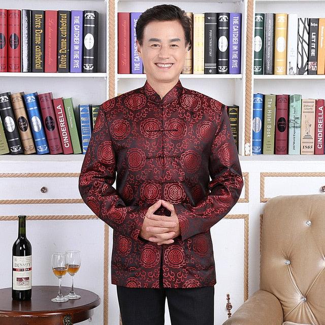 Traditional Men Chinese Cheongsam Pattern Suit Jacket - TeresaCollections