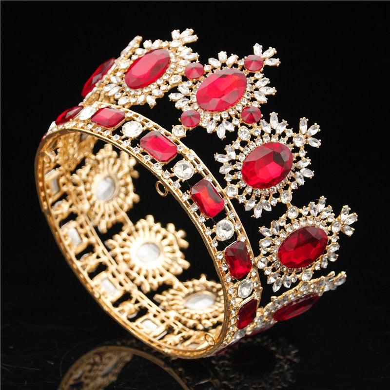 Luxuries Crystal Flower Wedding Red Tiara - TeresaCollections