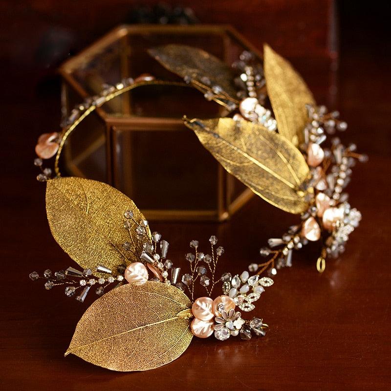 Luxury Baroque Classics Freshwater Pearls Leaf  Tiara - TeresaCollections