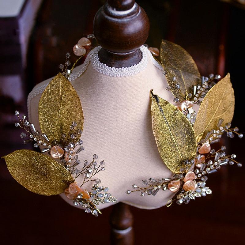 Luxury Baroque Classics Freshwater Pearls Leaf  Tiara - TeresaCollections