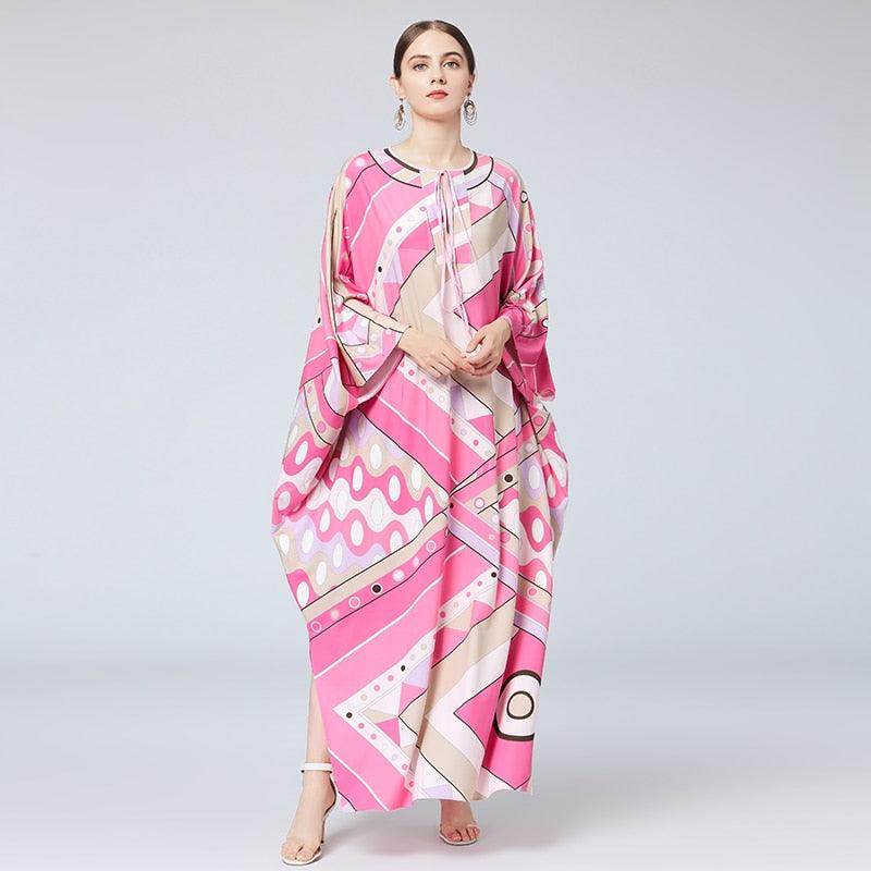 Bohemian Print Elegant Leaves Maxi Dress - TeresaCollections