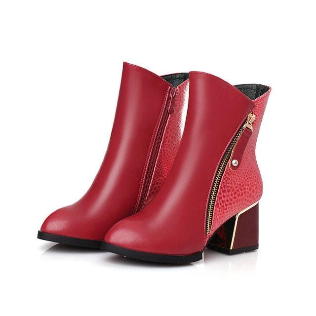 Side Zipper Ankle Boots - TeresaCollections