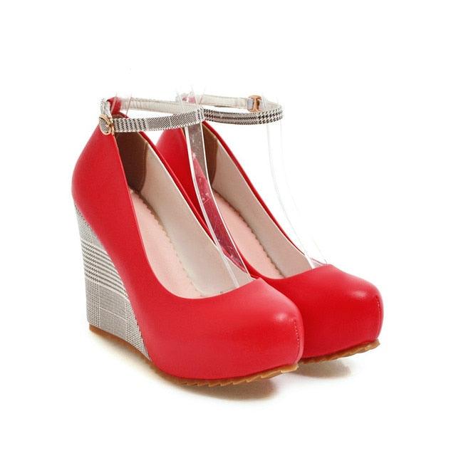 Elegant comfortable round toe casual wedges - TeresaCollections