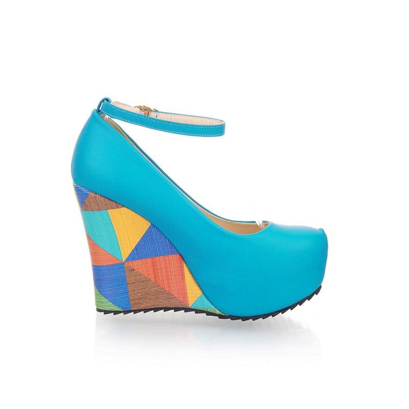 High Platform Buckle Wedges Platform - TeresaCollections