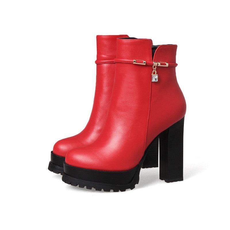 High Heel Elegant Platform Ankle Boots - TeresaCollections