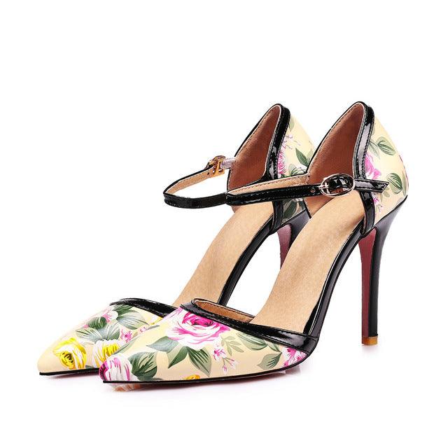 Floral High Heels Pumps - TeresaCollections