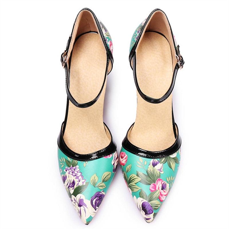 Floral High Heels Pumps - TeresaCollections