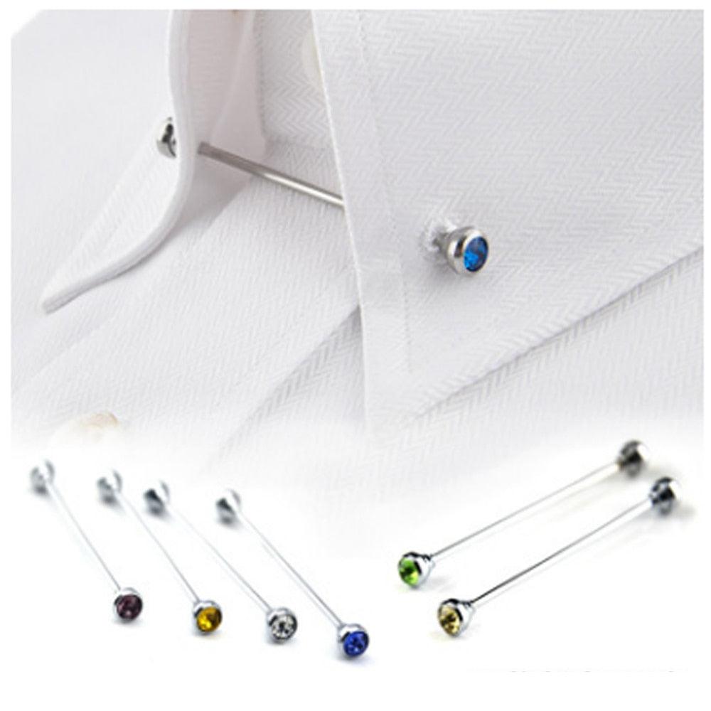 Men Business Shirt Collar Pin Silver Necktie Tie Clip - TeresaCollections
