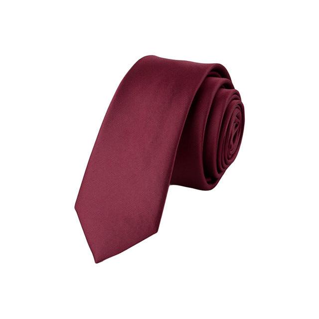 Men Classic Jacquard Woven Solid Skinny Necktie - TeresaCollections