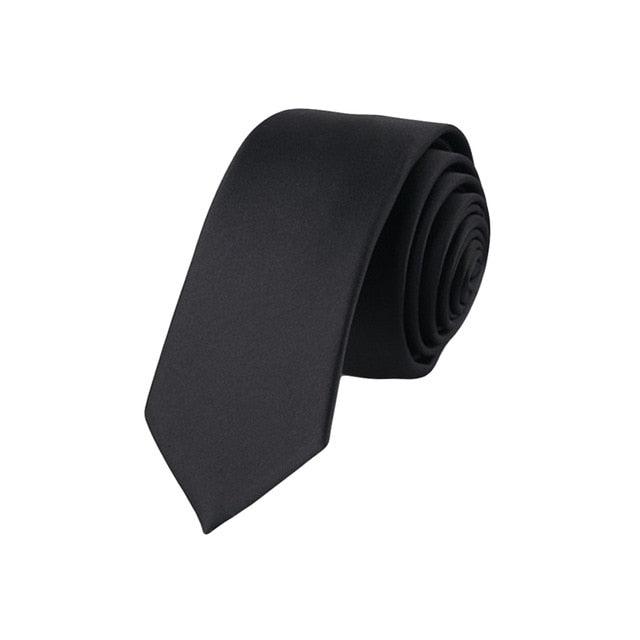 Men Classic Jacquard Woven Solid Skinny Necktie - TeresaCollections