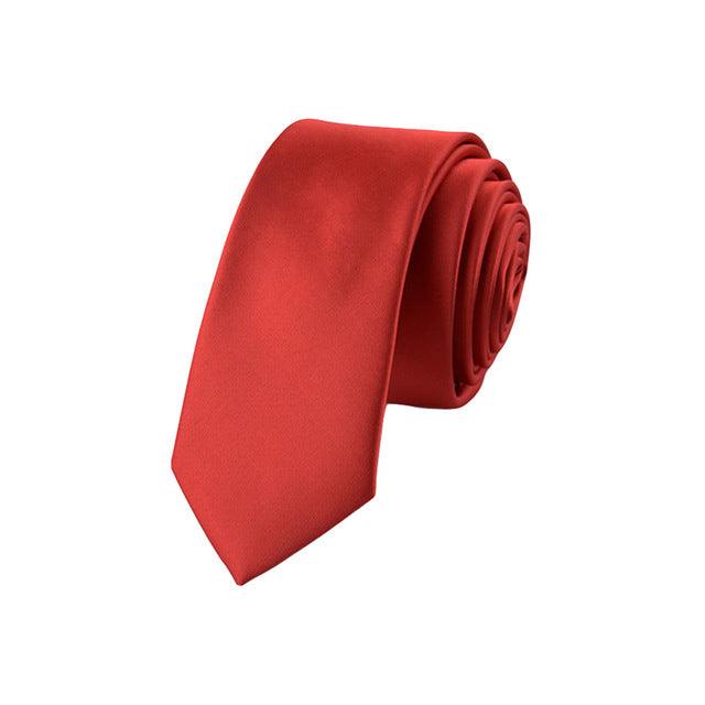 Men Classic Jacquard Woven Solid Skinny Necktie - TeresaCollections