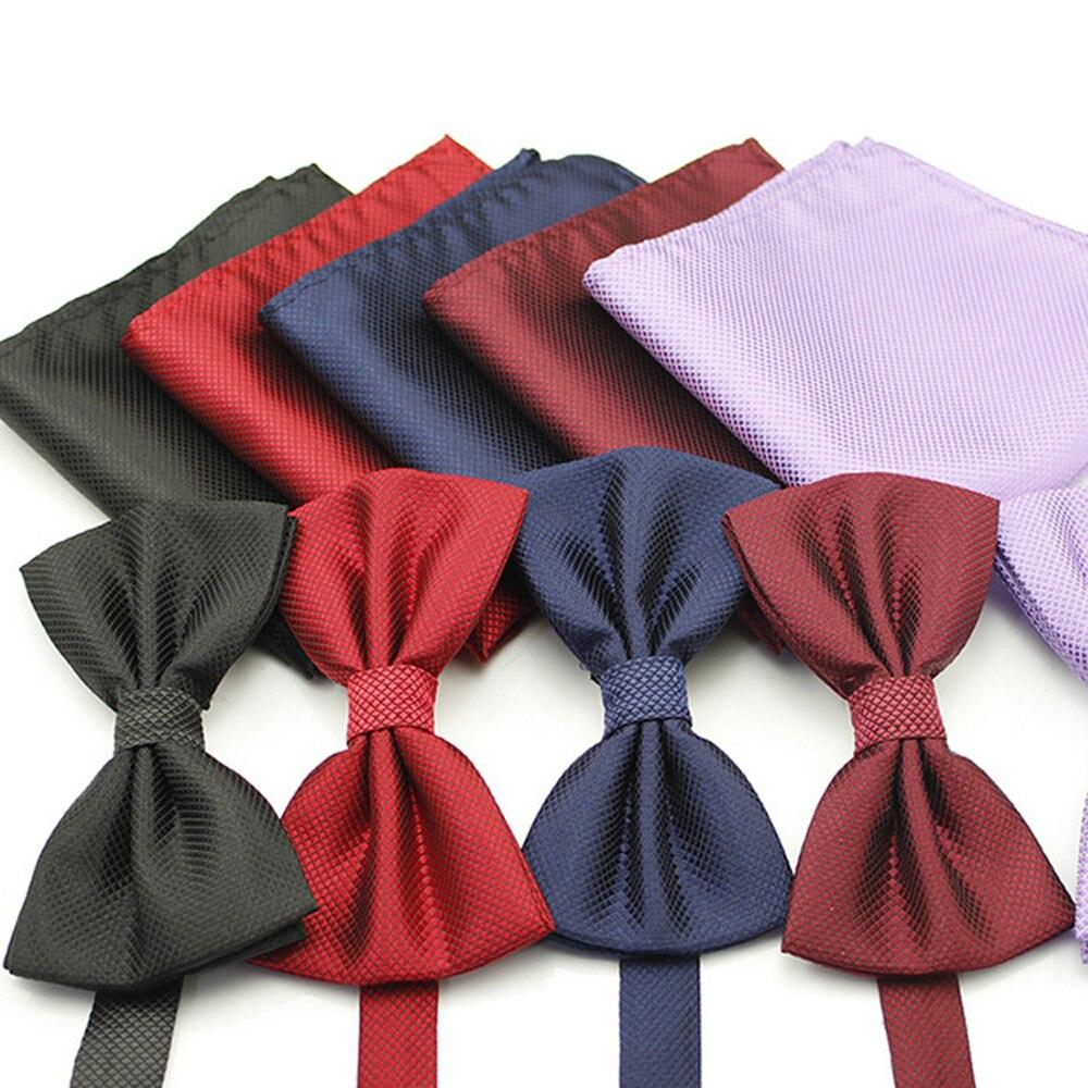 Men Classic Plaid Checks Pre-tied Bowtie Bow Tie Handkerchief Pocket Square Set - TeresaCollections