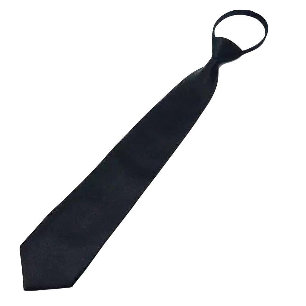 Men Classic Solid Color Wide Zipper Neckties Pre-tie - TeresaCollections