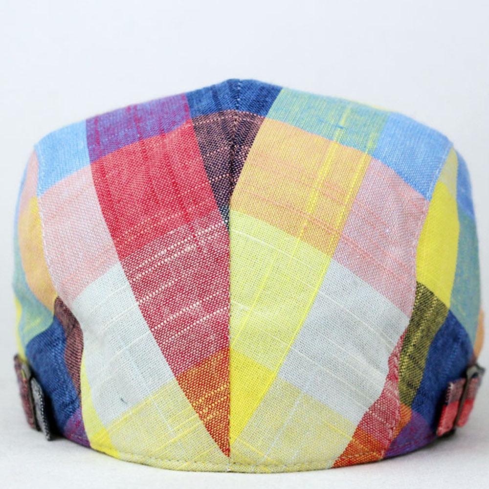 Men Colorful Plaids Checks Cap Flat Cabbie Newsboy Hat - TeresaCollections