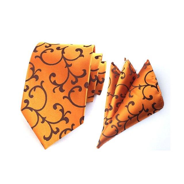 Men Fashion Colorful Paisley Floral Wide Necktie Pocket Square Handkerchief Set - TeresaCollections