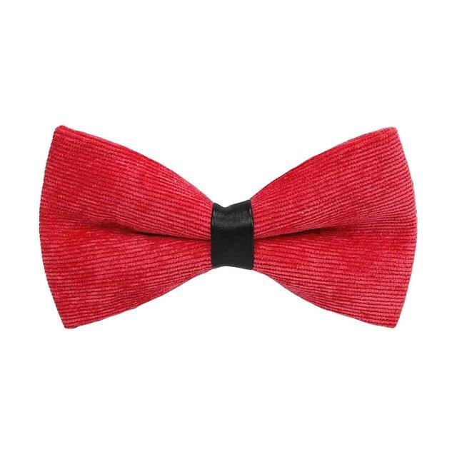 Men Fashion Corduroy Candy Color Adjustable Formal Bowtie - TeresaCollections