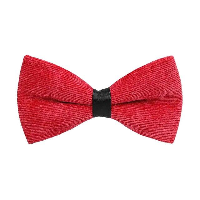 Men Fashion Corduroy Candy Color Adjustable Formal Bowtie - TeresaCollections