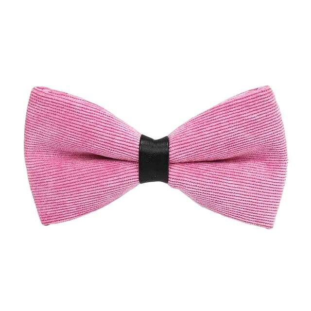 Men Fashion Corduroy Candy Color Adjustable Formal Bowtie - TeresaCollections