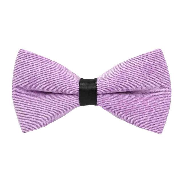 Men Fashion Corduroy Candy Color Adjustable Formal Bowtie - TeresaCollections