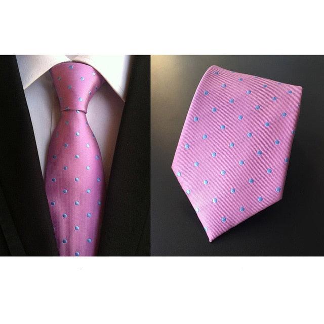 Men Classic PolkaDot Pattern Wide Business Necktie - TeresaCollections