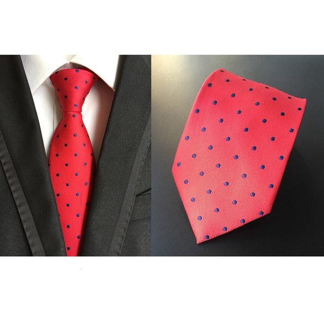 Men Classic PolkaDot Pattern Wide Business Necktie - TeresaCollections