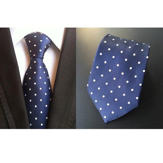 Men Classic PolkaDot Pattern Wide Business Necktie - TeresaCollections