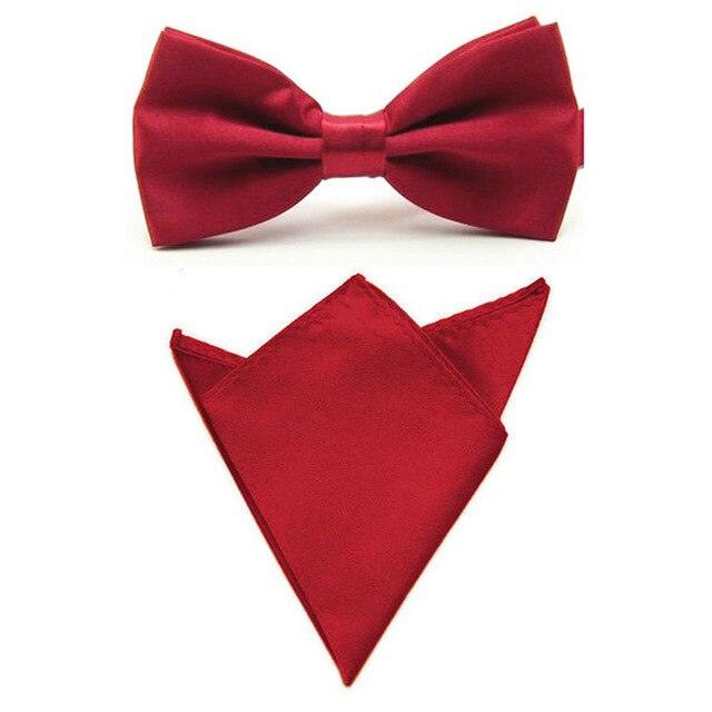 Men Satin Solid Color Bowtie Pocket Square Set BowTie - TeresaCollections