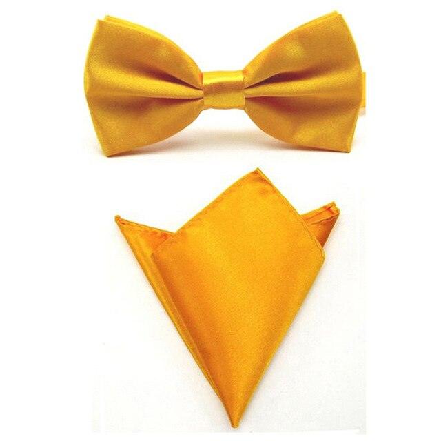 Men Satin Solid Color Bowtie Pocket Square Set BowTie - TeresaCollections