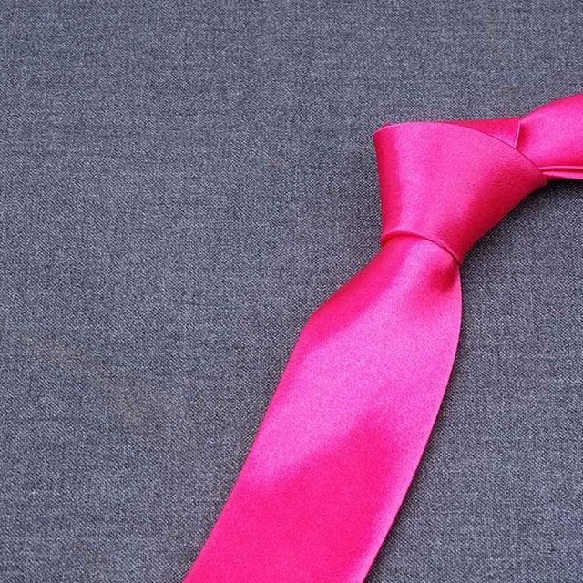 Men Solid Bright Color Wide Satin Neckties - TeresaCollections