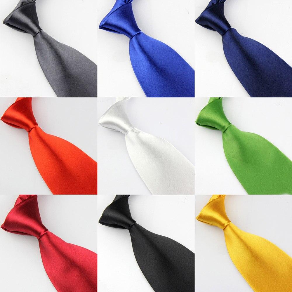 Men Solid Bright Color Wide Satin Neckties - TeresaCollections