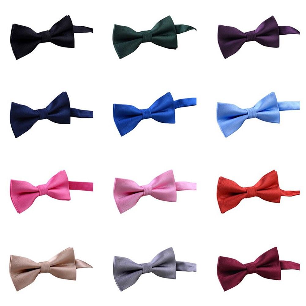 Men’s Fashion Solid Color Stripe Bowtie Formal BowTie - TeresaCollections