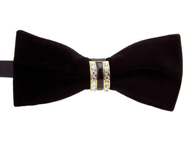 Mens Fashion Velvet Crystal Wedding Party Bowtie BowTie - TeresaCollections