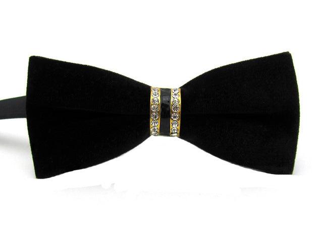 Mens Fashion Velvet Crystal Wedding Party Bowtie BowTie - TeresaCollections