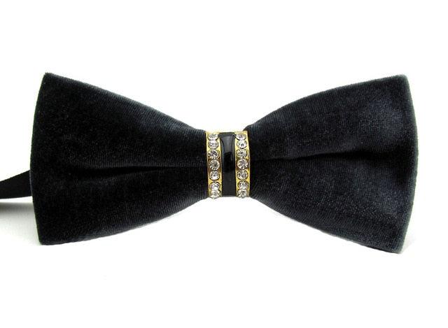 Mens Fashion Velvet Crystal Wedding Party Bowtie BowTie - TeresaCollections