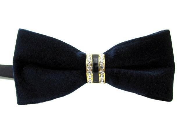 Mens Fashion Velvet Crystal Wedding Party Bowtie BowTie - TeresaCollections