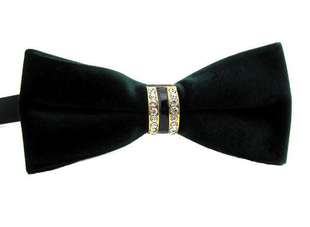 Mens Fashion Velvet Crystal Wedding Party Bowtie BowTie - TeresaCollections