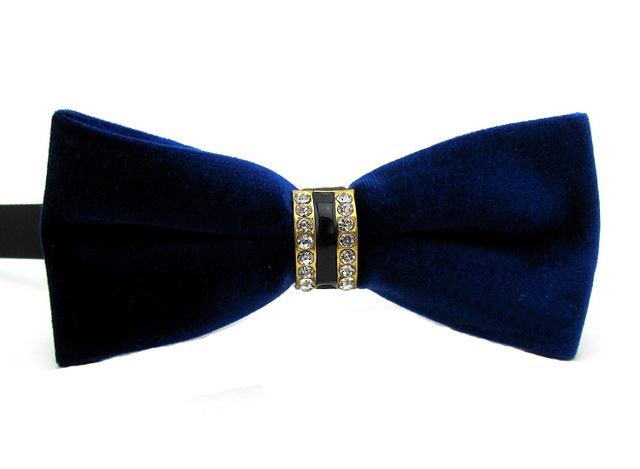 Mens Fashion Velvet Crystal Wedding Party Bowtie BowTie - TeresaCollections