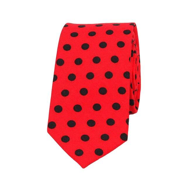 Mens Linen Cotton Polka Dots Necktie - TeresaCollections