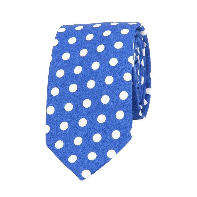 Mens Linen Cotton Polka Dots Necktie - TeresaCollections