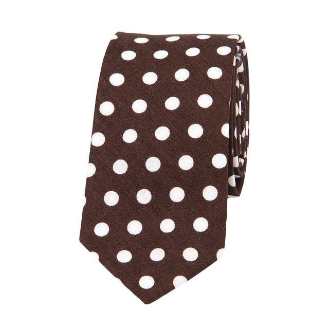 Mens Linen Cotton Polka Dots Necktie - TeresaCollections