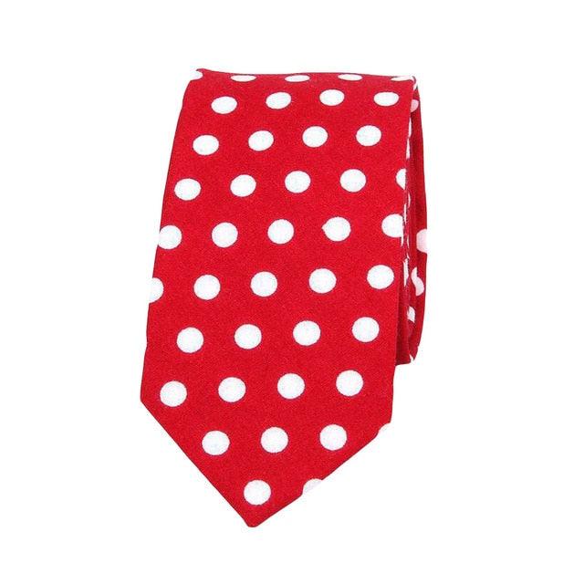 Mens Linen Cotton Polka Dots Necktie - TeresaCollections