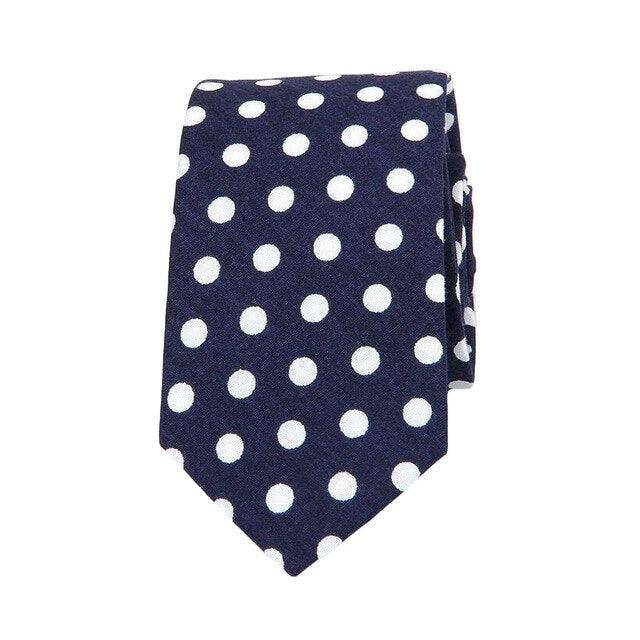 Mens Linen Cotton Polka Dots Necktie - TeresaCollections