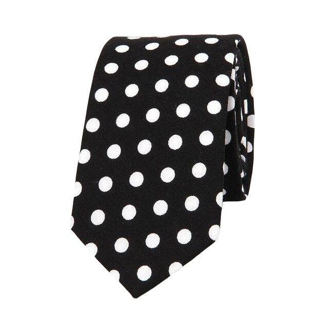 Mens Linen Cotton Polka Dots Necktie - TeresaCollections