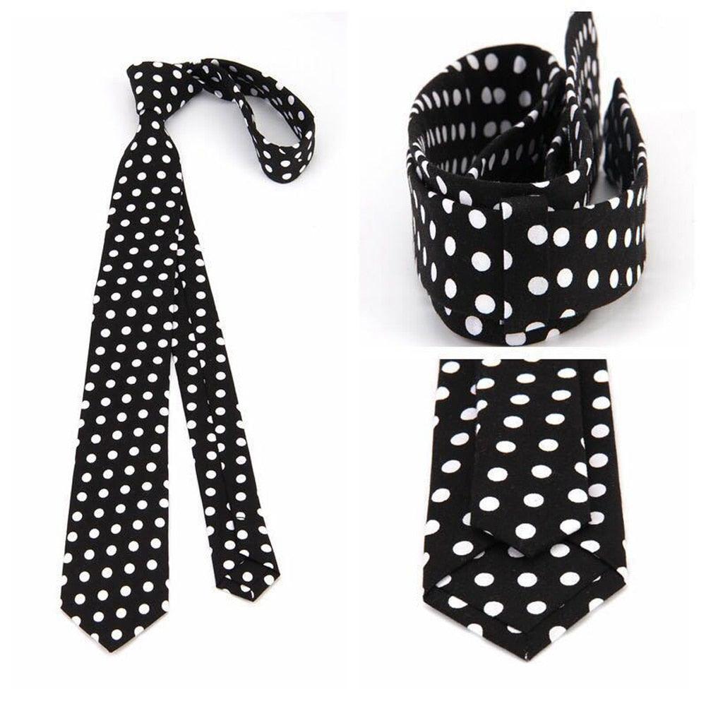 Mens Linen Cotton Polka Dots Necktie - TeresaCollections