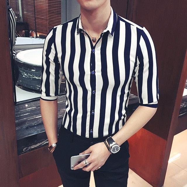 Red white lining shirt top